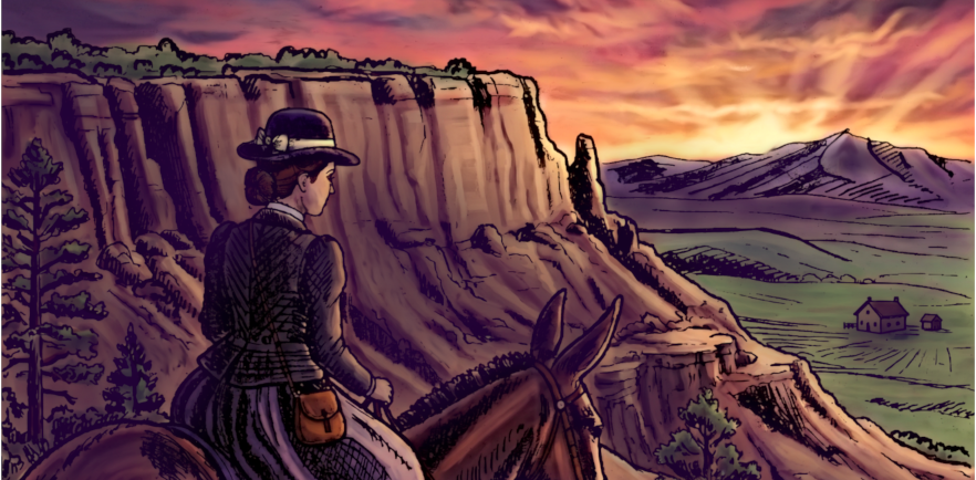 Nora entering the valley for the first time
